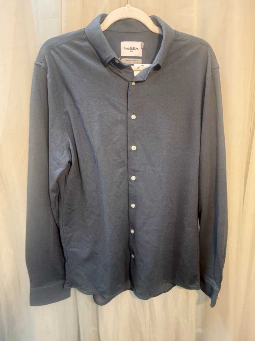 Goodfellow & Co Men's Navy Pique Long Sleeve Button Down Shirt M NWT